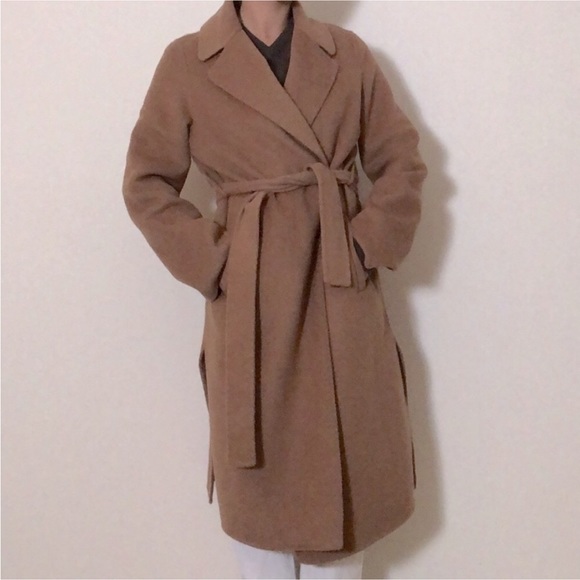 ZARA WRAP TIE WOOL COAT - Picture 1 of 16